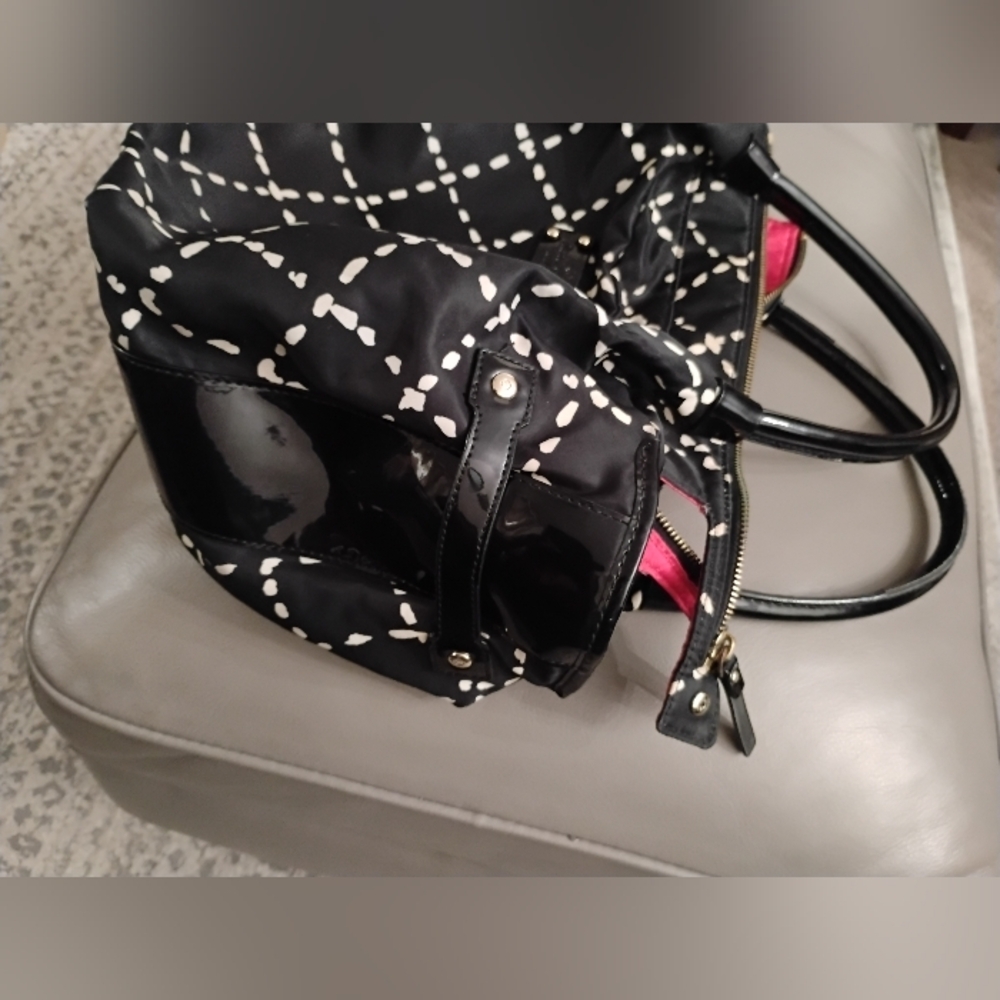 Kate Spade Sew Be It Stevie Lattice Print Shoulder Bag in Black & White - Picture 5 of 16